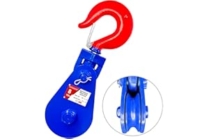 YATOINTO 8 ton Snatch Block with Hook, 6" Sheave 3/4" Inch Wire Rope Snatch Block, 17,600lbs Snatch Pulley for Rollback Wrecker Car Hauler Winch