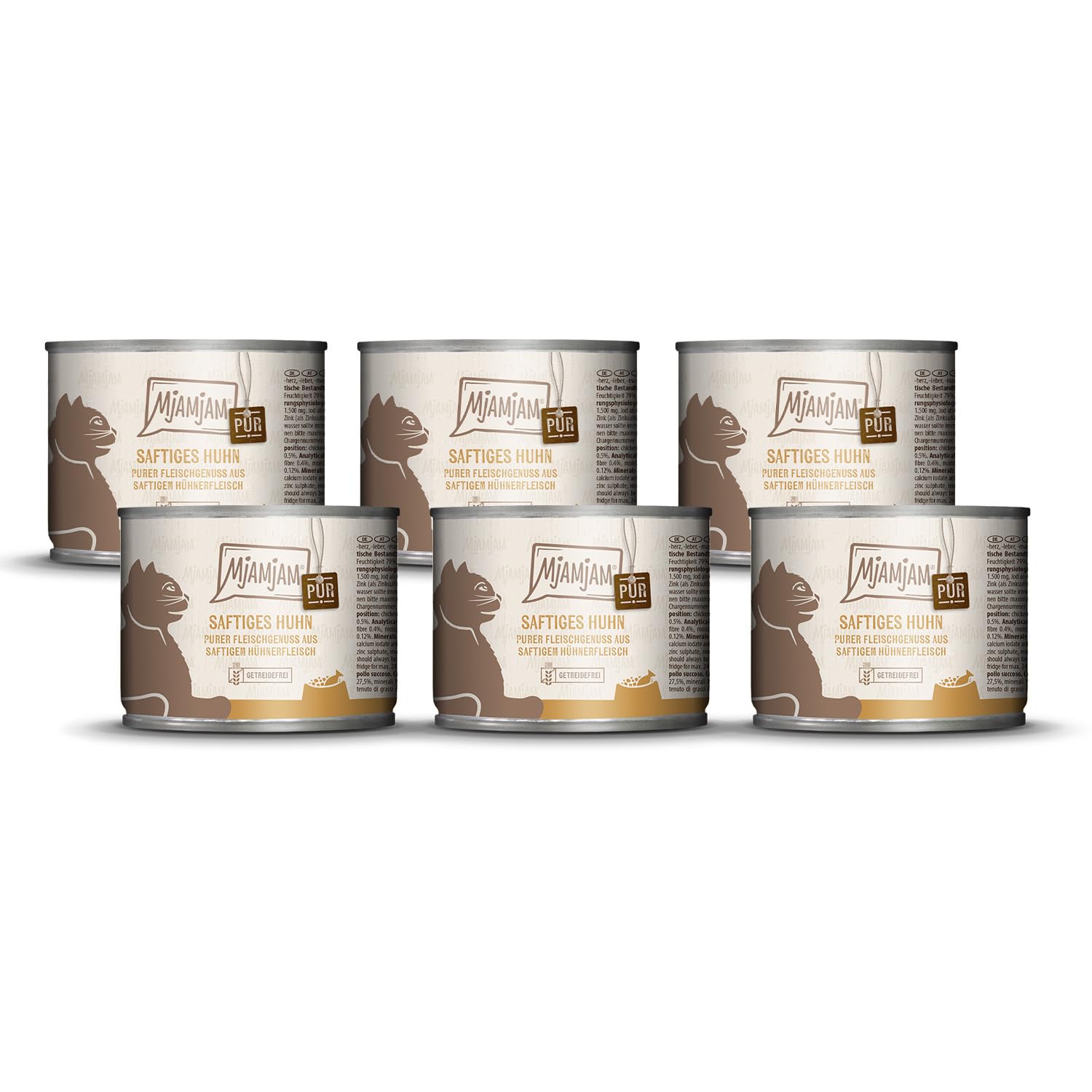 MjAMjAM - premium wet food for cats - pure meat enjoyment - juicy chicken pure, pack of 6 (6 x 200 g), grain-free with extra meat — image 1