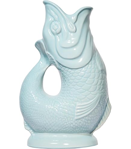 Gluggle Jug 魚型 オーロラ　水色 The Original Gluggle Jug - Lilac Glug Jug in L, 22cm 0.6L - Gug