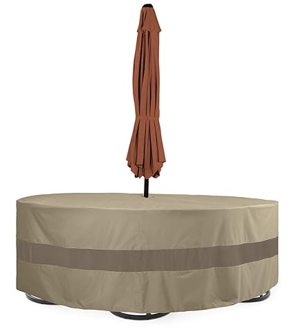SunPatio Round Veranda Patio Table & Chair Set Cover, Extremely Lightweight, Water Resistant, Eco-Friendly, Helpful Air Vents, Dia96 x 30 H