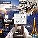 6 Outlets Power Strip with 4 USB Ports, NTONPOWER Flat Plug Extension Cord 5 Ft, Overload Protection, Wall Mount, Compact Portable Desk Charging Station for Travel, Home Office, Dorm, Nightstand,White