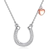 AXELUNA Horseshoe Necklace 925 Sterling Silver Horse Jewelry Gifts for Women