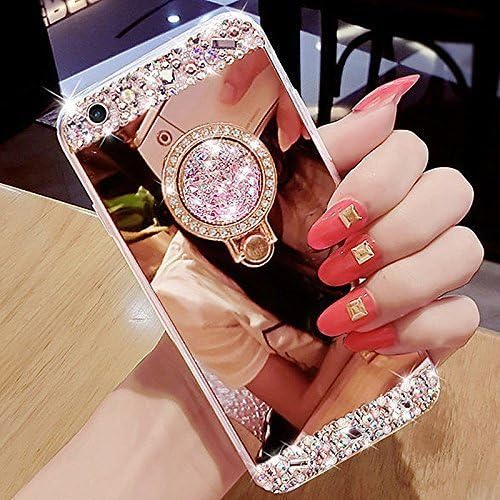 EUWLY Mirror Back Case for Samsung Galaxy J5 2015,Luxury Crystal Rhinestone Soft Gel TPU Rubber Bumper Mirror Case Bling Glitter Diamond Sparkle Makeup Mirror Back Cover Galaxy J5 2015