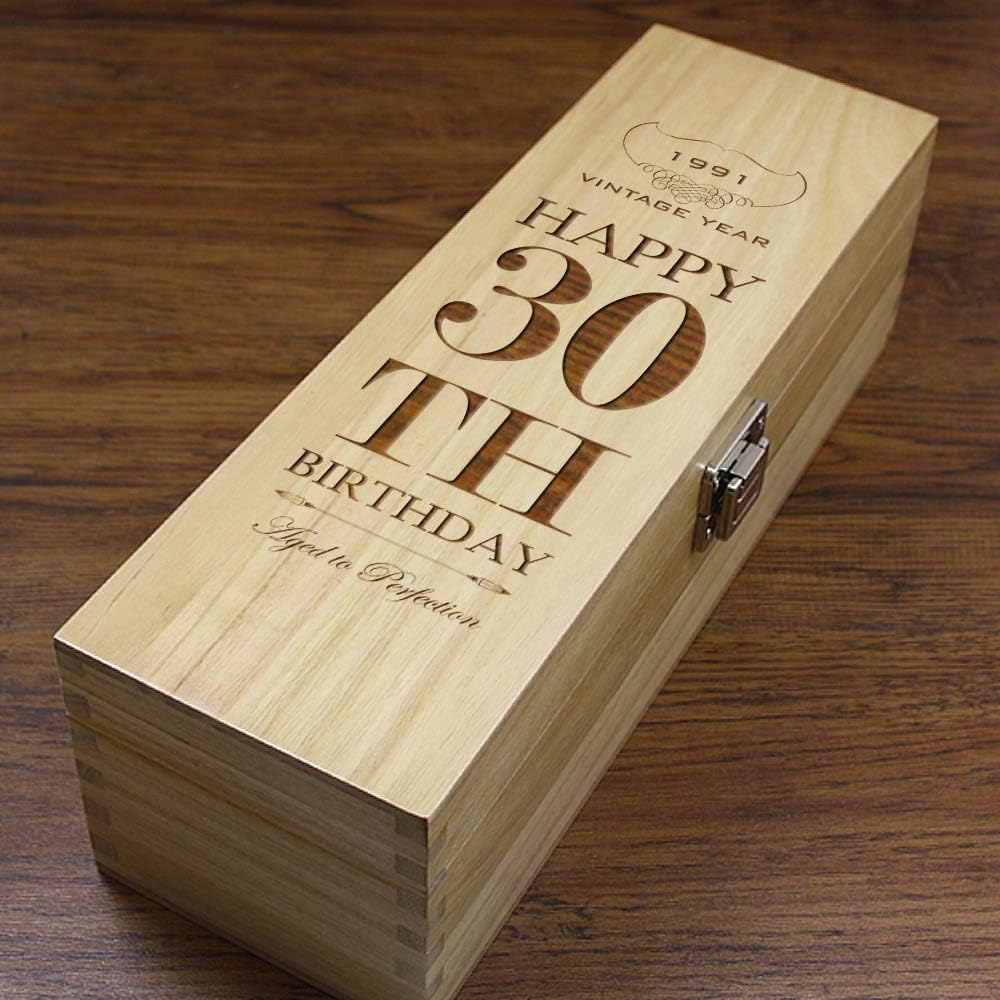 English Pewter Company Sheffield, England Unique Personalised 30th Birthday Gift Wooden Wine
