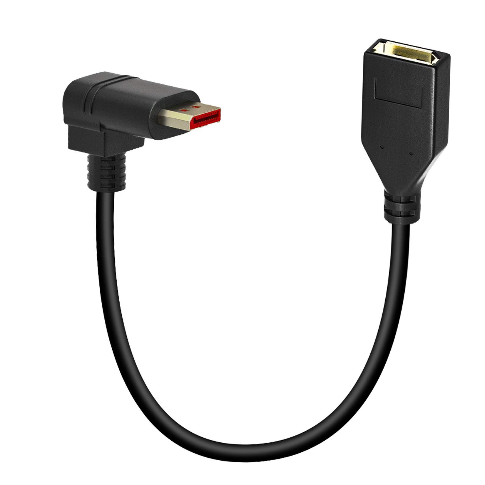 BolAAzuL 90 Degree DP Male to DP Female Cable - 30 CM/12 Inch, Ultra Short Angled DisplayPort 1.2 Extension Cable Cord for 4K@60hz, 2K@144Hz, 1080P Audio and Video Extension Adapter for HP, Dell, Asus