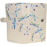 Shag Wear Dragonflies Large Wallet Vegan Faux Leather Nature Design Clutch with Card Slots Bill Compartments ID Window Zippered Coin Pocket 7" Beige