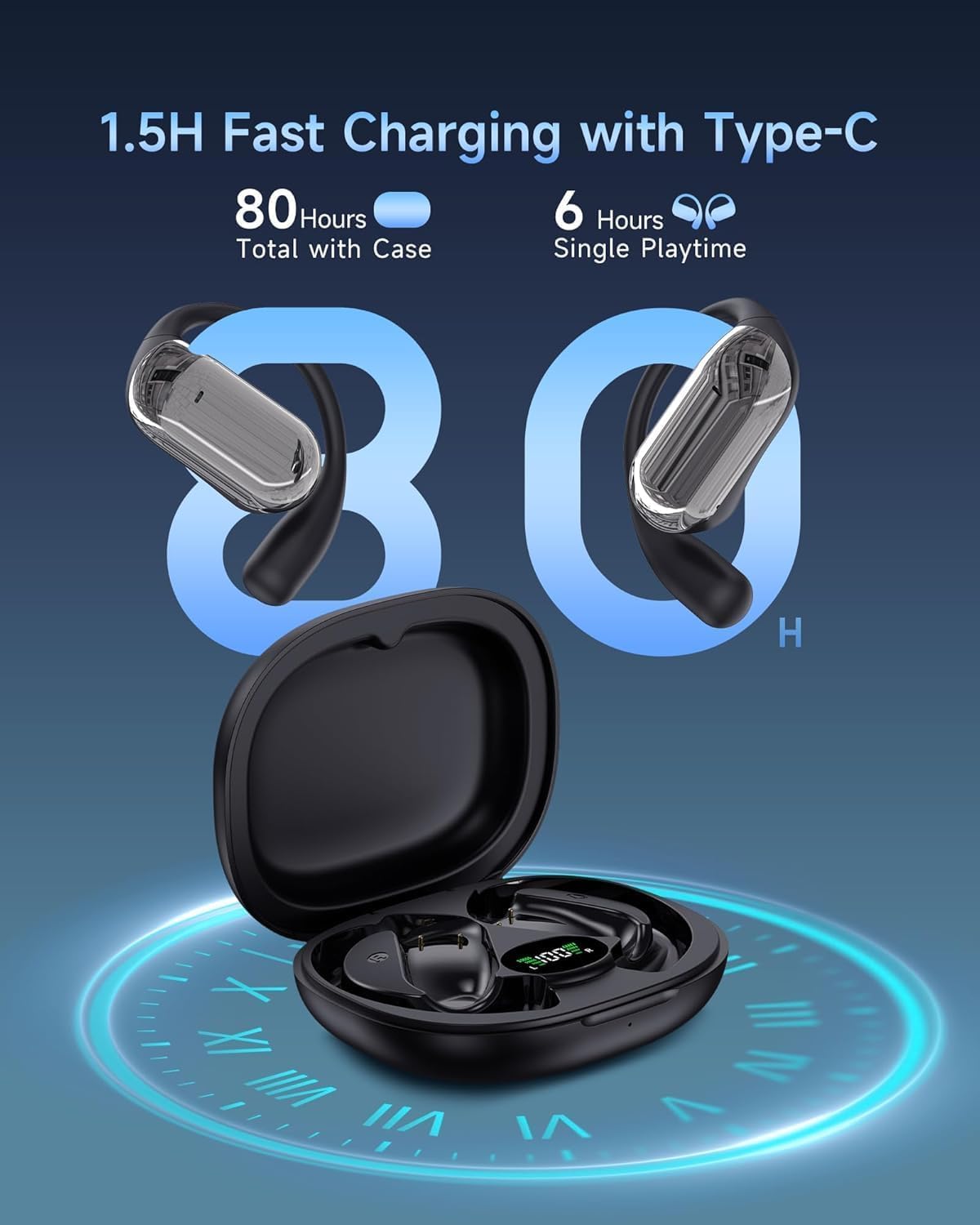 MAIJOFO AI Translation Earbuds Real Time, 144 Language Translator Earbuds OWS 4-in-1 Translation Headphones, Fit iOS and Android, Ideal for Travel Business Learning（Ink Black）