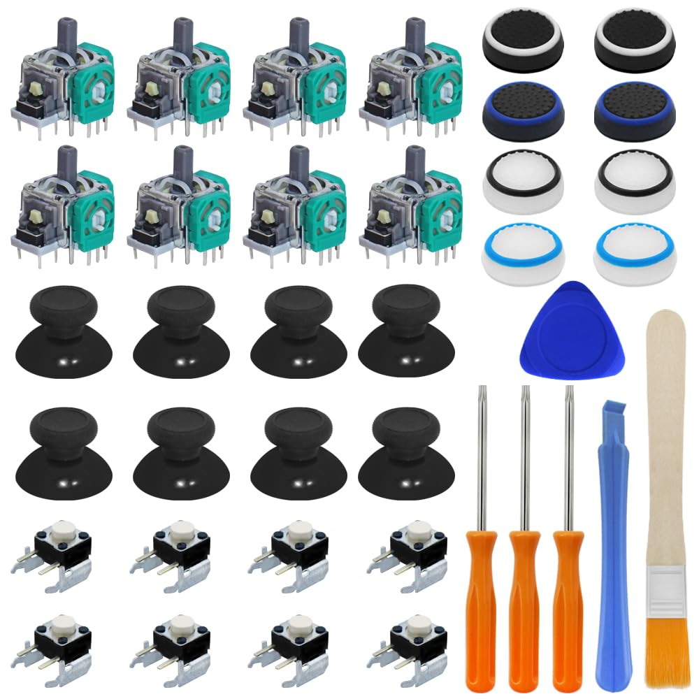 DaKuan 38PCS Xbox One Controller Repair Kit, Replacement Joysticks, Thumbstick, Bumper Button, Silicone Cap, Screwdriver & Tools, Fix Stick Drift, Broken Buttons, Compatible with Xbox One Controllers