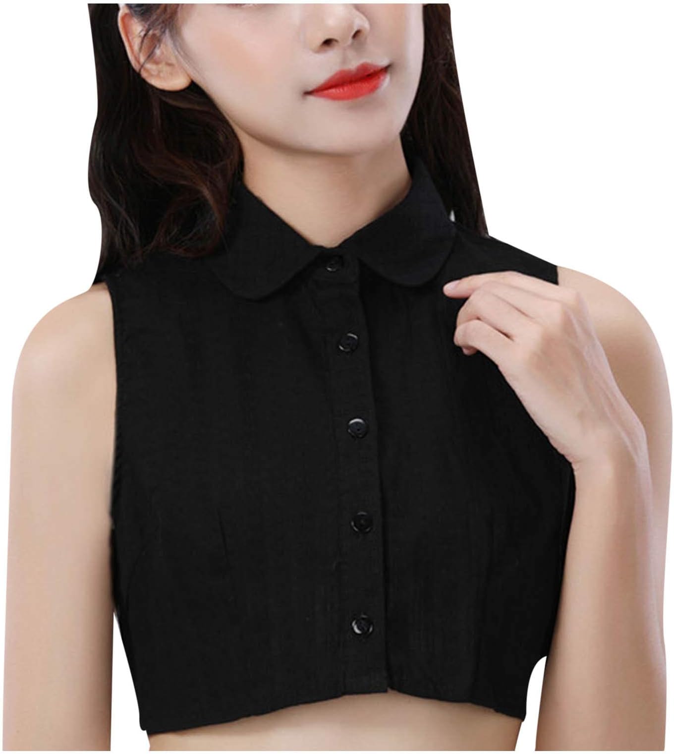 Kanpola Women's False Collar, Fashion Sleeveless Detachable Fake Half Shirt Collars Lapel Choker Blouse…
