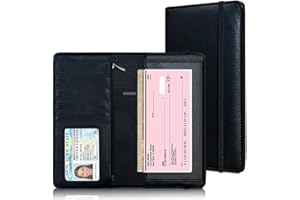 LINTRU Oversized Checkbook Cover with Zipper Pocket & RFID Blocking – Checkbook Covers for Personal Checkbook, Premium PU Leather with Reinforced Backing, Gift-Ready Check Book Covers for Women & Men