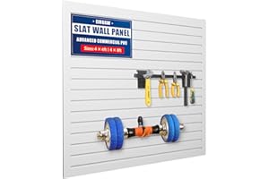 EIRUAW Slat Wall Paneling 4x4FT White Slatwall Panel - Wall Garage Storage System | Heavy - Duty Industrial PVC Panels for Easy - Install Garage Organization | Sturdy Wall Slats for Home & Bike Rack Storage
