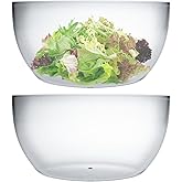 Qxbekmor Large Acrylic Salad Bowls and Serving Bowls, Great for Serving Salad, Popcorn, Chips, Dips, Condiments, Break-Resistant Set of 2, Clear 146 oz