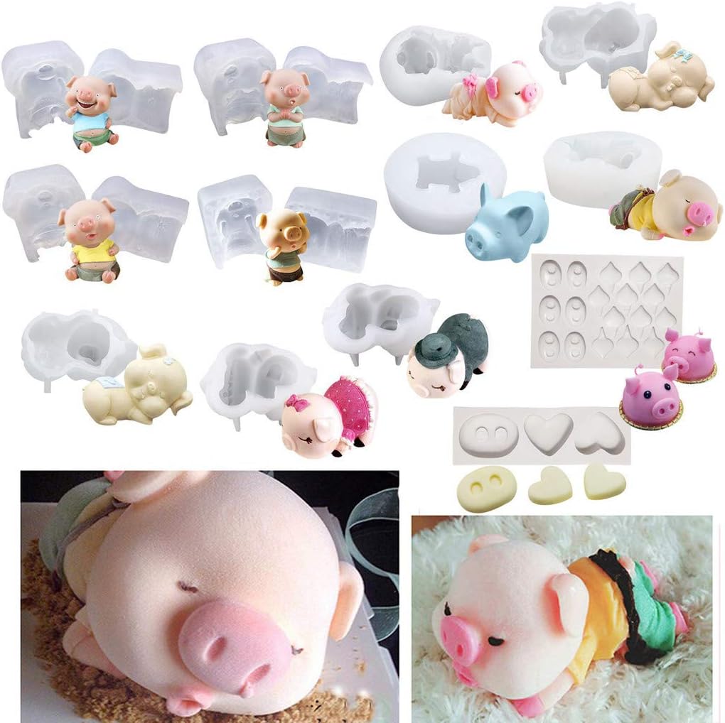 SUGEER 3D Pig Silicone Candy Chocolate Fondant Candle Baking Mold Decorating DIY CakeSell ​​Cute Pig Piggy Silicone Mousse Cake Mold