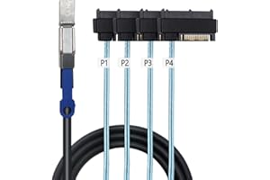 Compatible with Mini SAS HD SFF-8644 — to SFF-8482 29P 2-in-1 SATA Hard Drive Data Cable, 28AWG Copper, 12G High-Speed Harnes