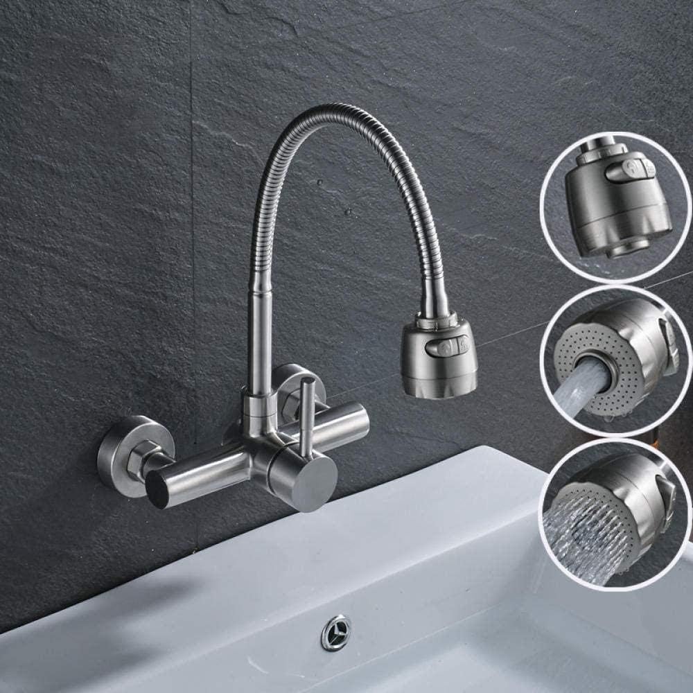 TJJL Grifo de baño de acero inoxidable, níquel cepillado, caño