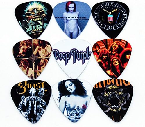 Marylin Manson, Deep Purple, Iron Maiden, Kiss, Metallica Guitar Picks Medium Gauge 10 Pack Bass Plectrum 0.71 mm Two Side Printing