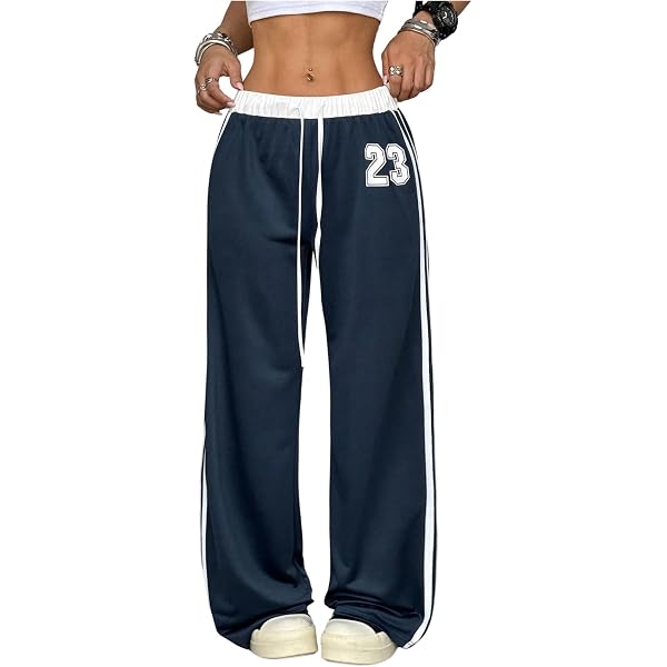 Amazon.com: WDIRARA Women's Wide Leg Baggy Sweatpants Side Striped