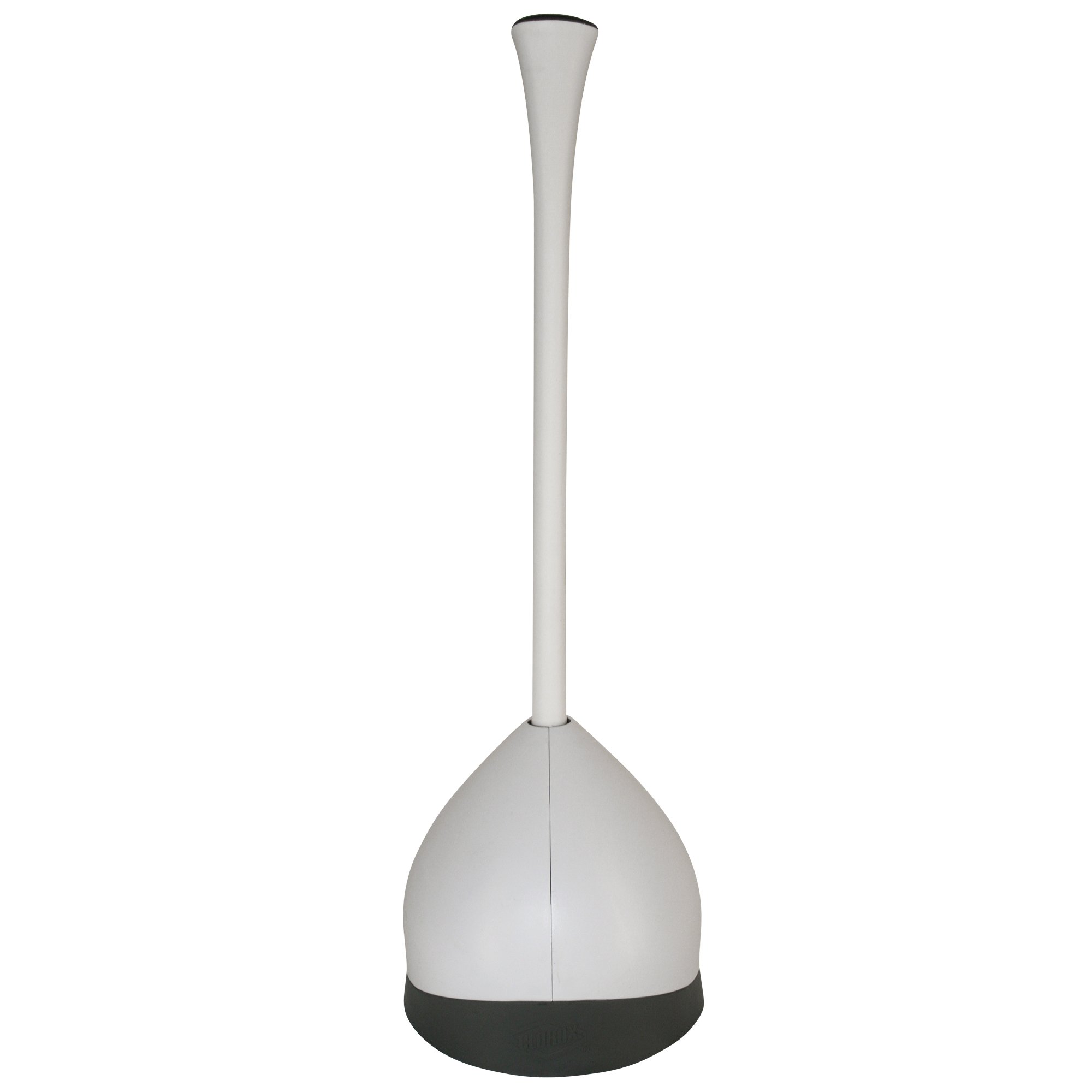 Clorox Toilet Plunger with Hideaway Holder Caddy Heavy-Duty Compact Design with Non-Skid Rubber Base for Bathroom Convenient Storage Toilet Unclogger, 6.5x19.5-Inch, White