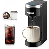 CHULUX Slim Single Serve Coffee Maker for K Cup, Fast Brewing, Matte Black | Rapid-Heating Boiler Tech, 4-Hole Needle for Richer Flavor, Adjustable Drip Tray for 7.3" Travel Mug, Food Grade Material