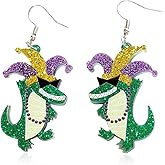 Mardi Gras Earrings Cute Tree Flower Champagne Leaf Stool Dangle Acrylic Earrings For Women sparkle Carnival Fashion Jewelry Gift