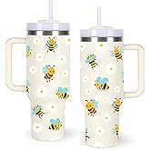 momocici 40oz Bees Tumbler with Handle Gifts for Women.Bees Lover Cups Tumbler Gifts for Women.40 oz Birthday Christmas Bee Cup Tumblers for Bee Lover.
