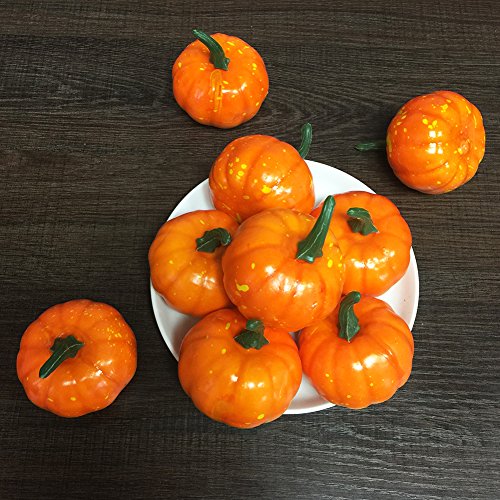 Yofit 16 Pcs Artificial Fruit Fake Mini Pumpkins for Halloween House Party Decoration (Orange)
