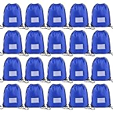 CODOBON 20 Pcs Drawstring Bags,Bulk Draw String Backpack, Cinch Bag Sackpack for Travel Gym Sport, Royal Blue