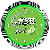 Neonetics Drinks Bud Light Lime Green Neon Wall Clock, 15-Inch
