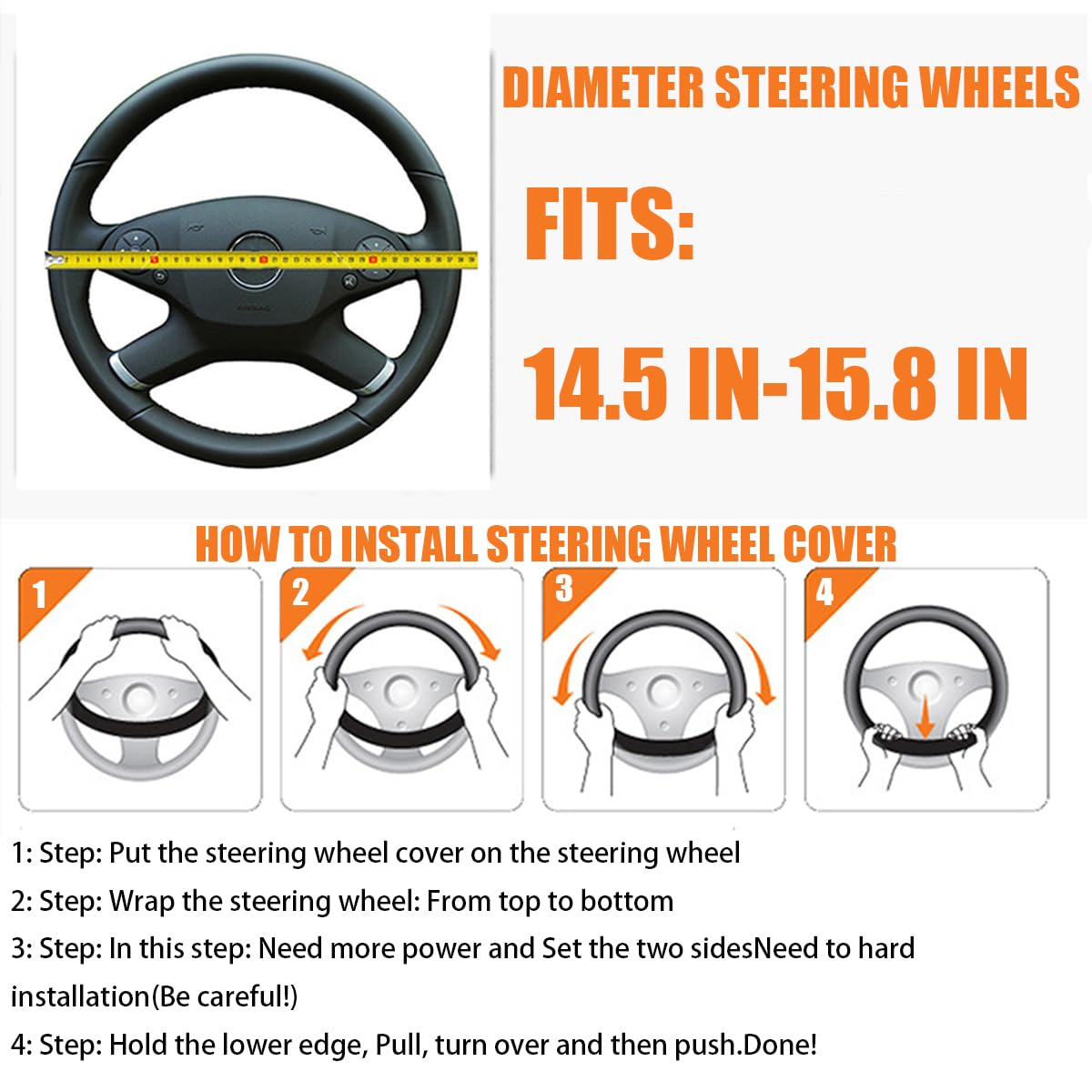 Osilly 15 Inch Car Leather Steering Wheel Cover, Automotive Accessories Elastic Breathable Anti-Slip Soft Wheel Protector Fits Men and Women, Suitable for SUVs, Trucks, Vehicles and RVs (Red)