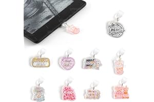 YOPPIX STUDIO YOPPIX 9PCS Charms for E-Reader, About Funny Theme Dust Plug Charm Compatible with Type C Charging Port, Gift for Book Lover Readers Men Women Teachers Students, Accessories for E-Reader