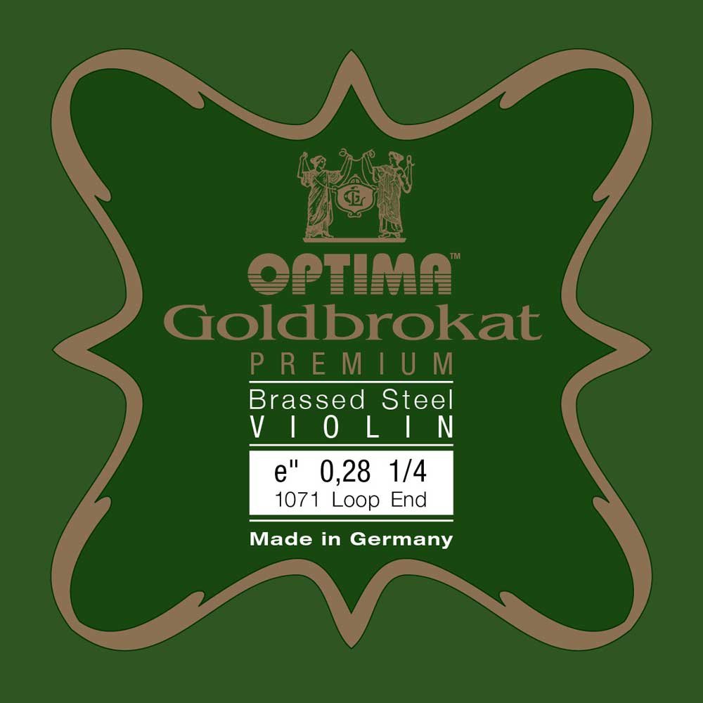 Optima Violin Strings Gold Brocade Premium Brass-Plated 1/4 E 0.28 S X-Hard