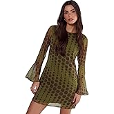 Nasty Gal Chiffon Polka Dot Fluted Sleeve Tunic Mini Dress