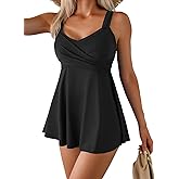 Aidonger Women's One Piece Swimdress Swimsuit Tummy Control Full Coverage for Large Bust Bathing Suit