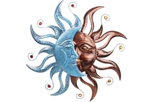VEWOGARDEN Metal Sun and Moon Wall Decor, 28" Large Outdoor Wall Art for Living Room Bedroom Kitchen Farmhouse Patio Decorations