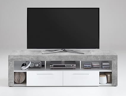 lifestyle4living TV-Lowboard TV-Board Multimedia Lowboard, Medienschrank, Fernsehregal, TV-Unterschrank, in Beton-Dekor, 5 Fä