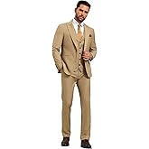 Lynerun Men's Slim Fit 3-Piece Green Suit Blazer Vest Pants Formal 1 Button Men Suit Tuxedo for Business Prom