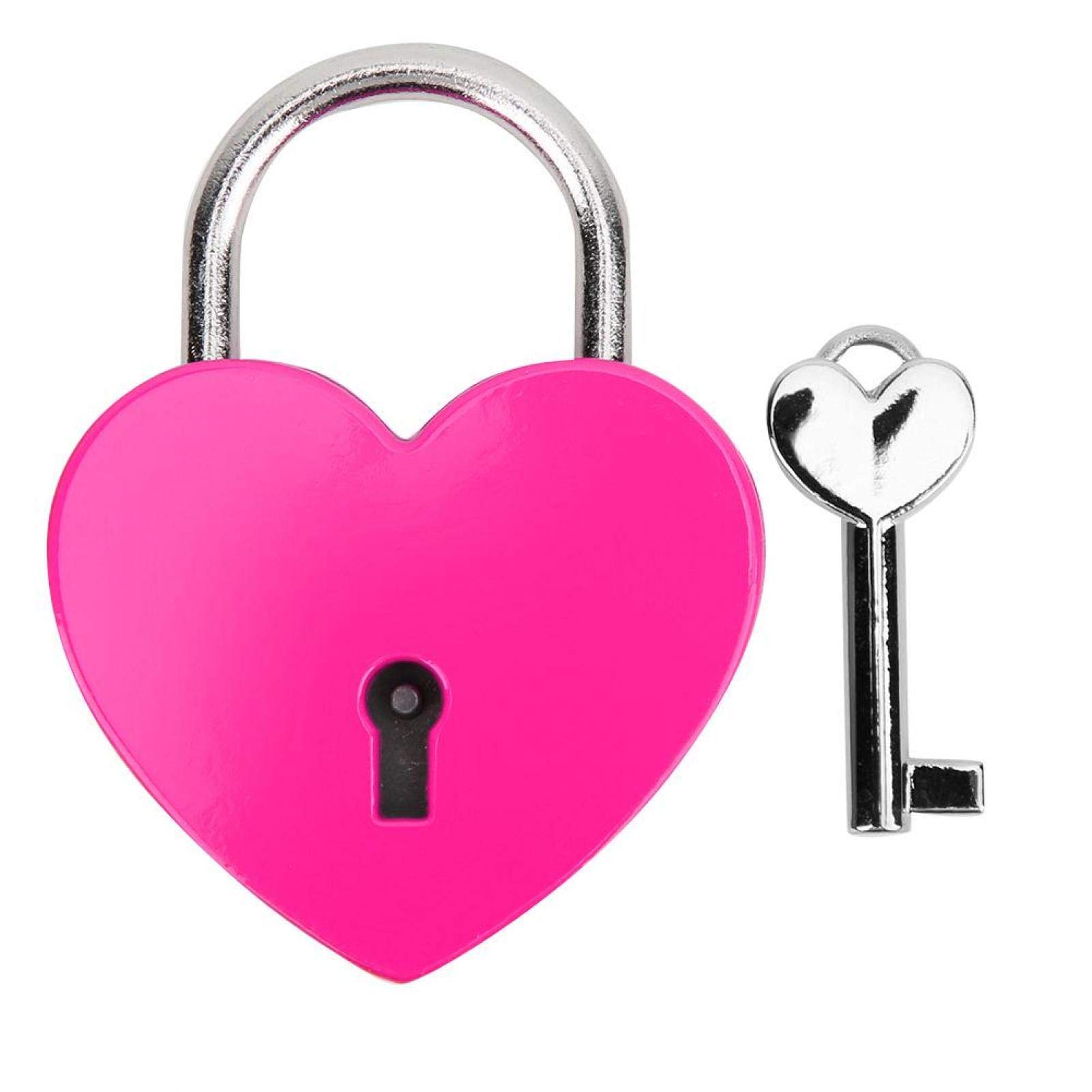 Fydun Heart Shaped Metal Padlock with Key 4.5 x 5.8 cm (Rose Red) — image 1