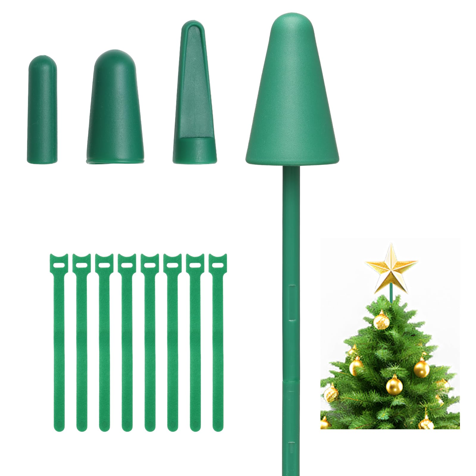 Photo 1 of 4 PSC Christmas Tree Topper Holder Holiday Universal Tree Topper Stabilizer Fits All Base Types for Live Christmas Tree and Artificial Christmas Tree Garden Treetop Decoration Halloween (Green)