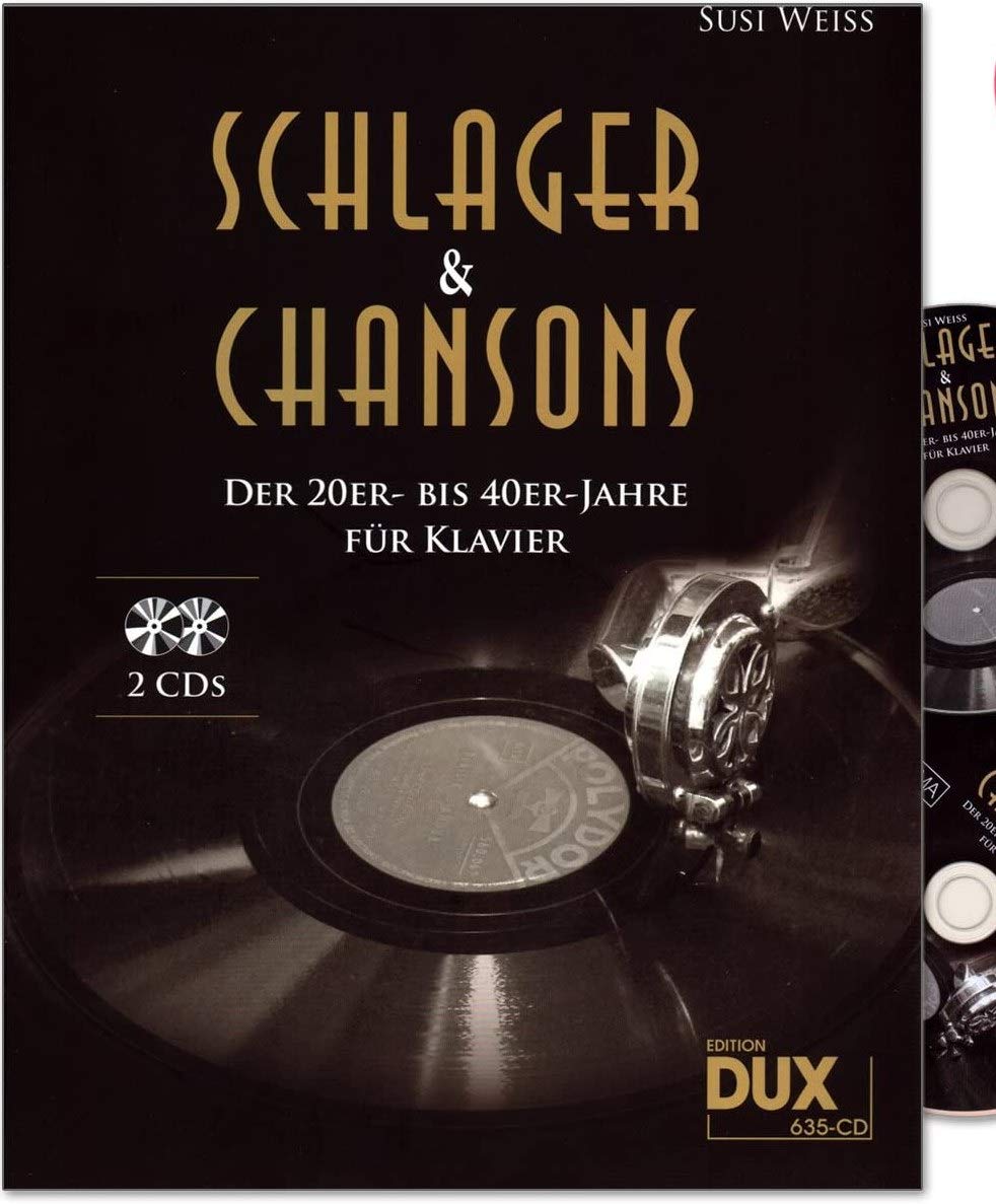 Schlager and chansons la 20 à 40 ans – 40 Evergreens et Schlager, traitement pour Piano (avec texte et AKKORD bezifferung) – Note livre avec 2 CD et coloré Cœur Note Pince
