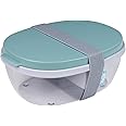 MEPAL, Duo-Salad Box with 2 Compartments for Food Storage, Plus a Detachable Mini Box, Portable, BPA Free, Nordic Green, Holds 1900ml|64.2oz, 1 Count, RST76405NG, 22.5x17.5x9.5 cm