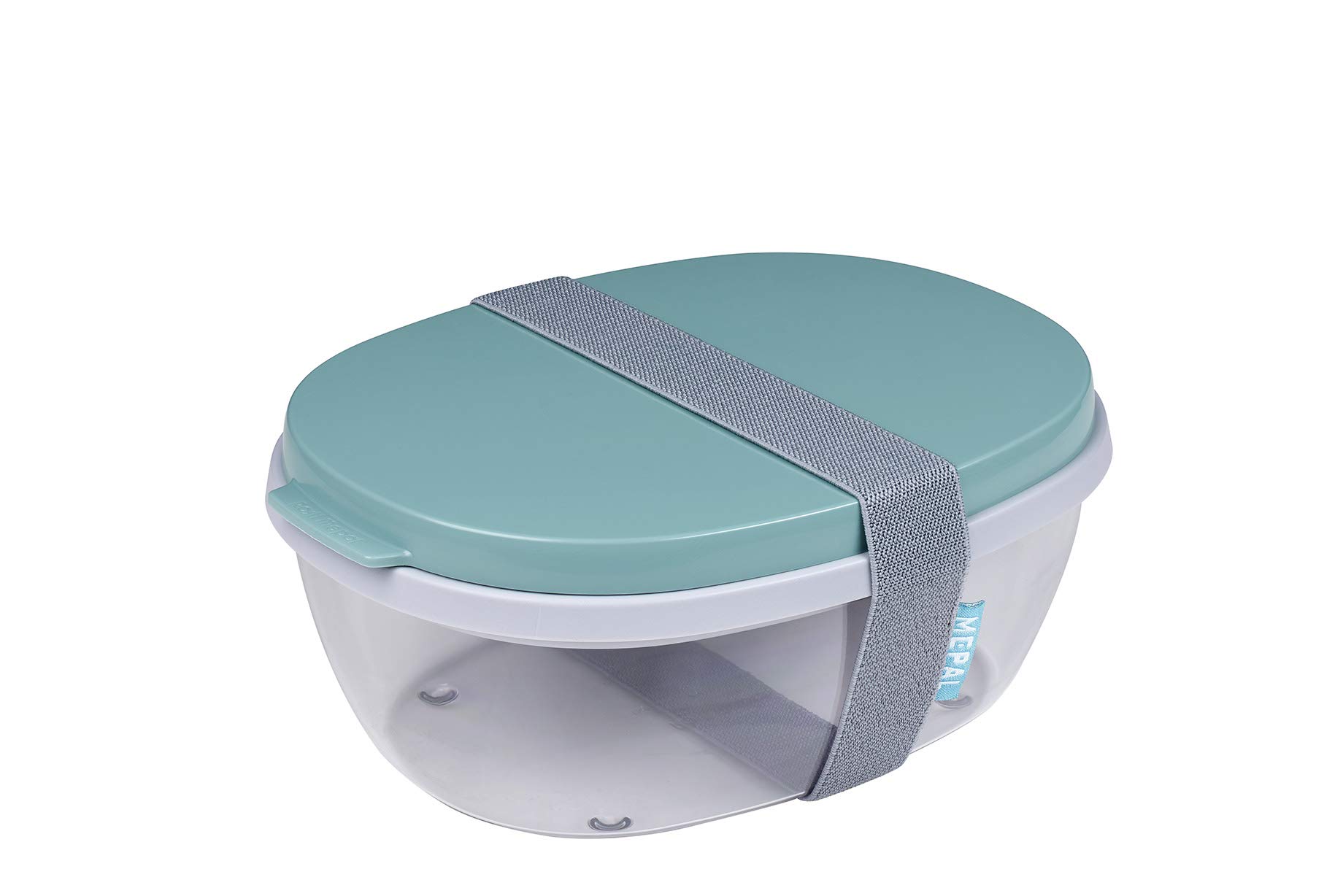 Mepal – Salad Box Ellipse – Salad Lunch Box With Several Compartments - Bento Box for Salads On The Go - Healthy Lunch & Lifestyle - 1300 ml + 600 ml - Nordic Green