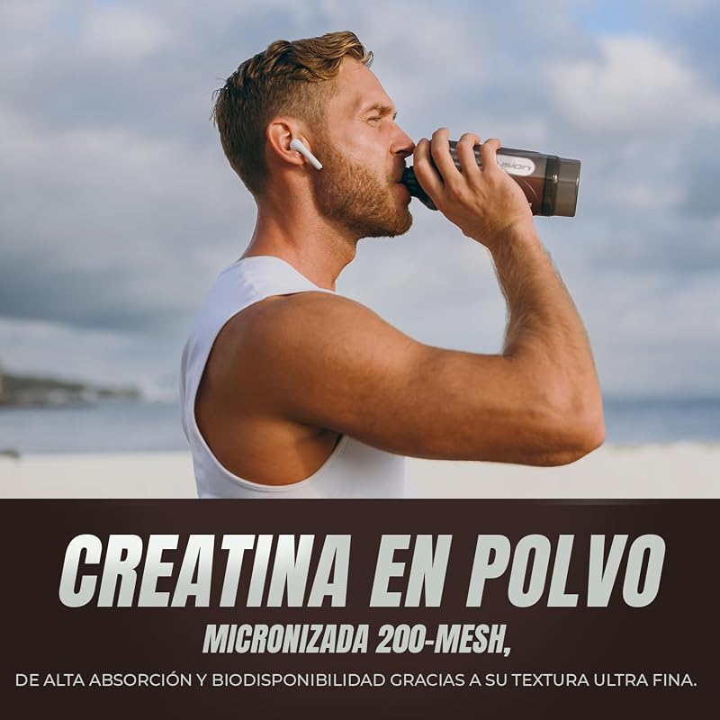 100% Creatina Monohidratada, Dose Alta | 5g de Creatina por dose | Promove o crescimento muscular e melhora a resistência física | Alta solubilidade | 300g Sem sabor