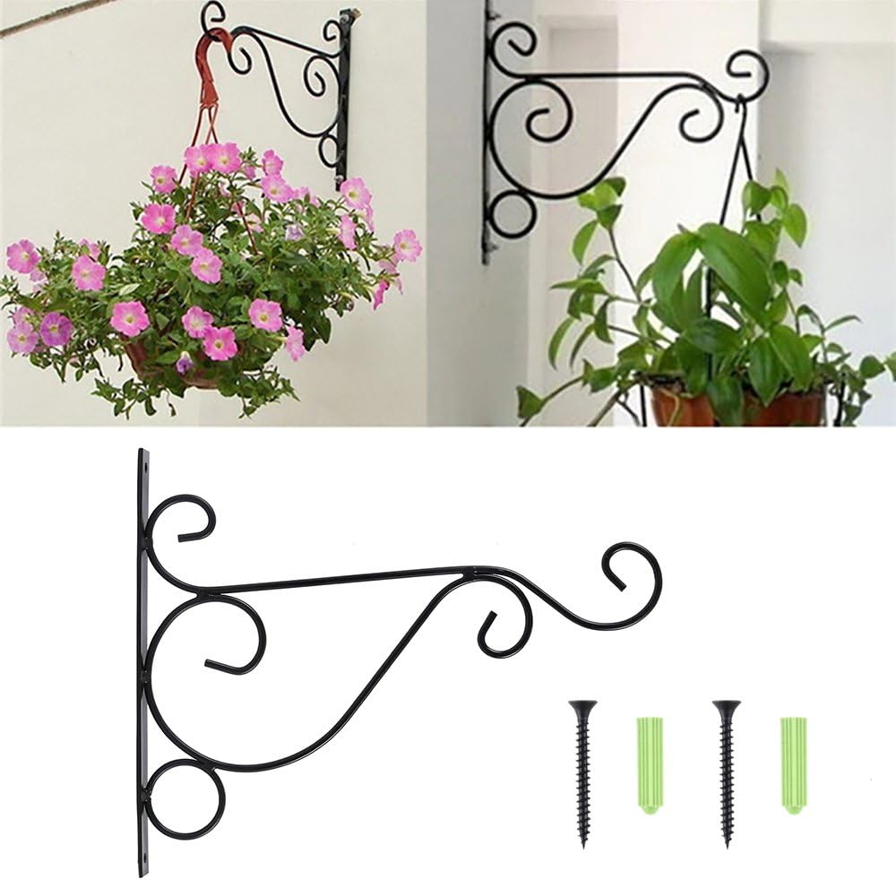 2 soportes para colgar en la pared con tornillo de hierro forjado de
