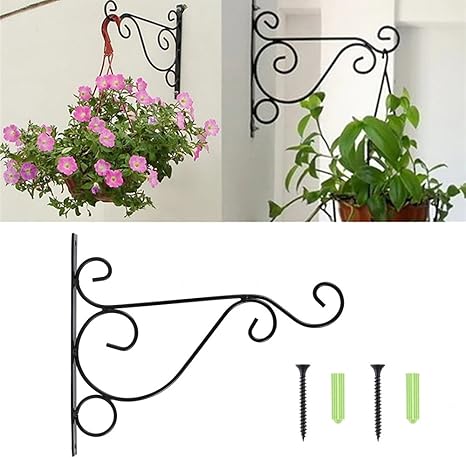 2 soportes para colgar en la pared con tornillo de hierro forjado de