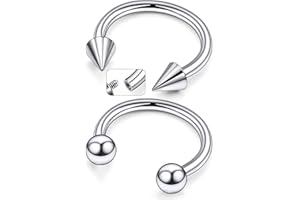 Tvalccoy F136 Titanium 16/14/12/8/4/2g Septum Ring Gauge Earrings Lip Rings Prince Albert Jewelry Internally Threaded Horseshoe Hoop Piercings