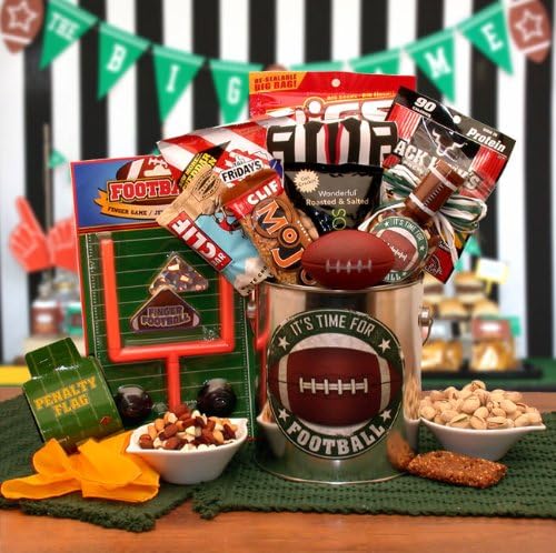 Football Snacks Fan Game Day Football Time Pail Gift Basket - Football gift - sprts themed gift
