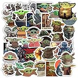Baby Yoda Merchandise Stickers[50pcs]The Mandalorian Star Wars Decal for Laptop Phone Case Hydro Flask Water Bottle Tumbler Car Cup Computer Guitar Wall Helmet Skateboard Luggage Bike Bumper, kid gift