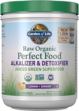 Amazon Com Garden Of Life Raw Organic Perfect Food Alkalizer Detoxifier Juiced Greens Superfood Powder Lemon Ginger 30 Servings Packaging May Vary Non Gmo Gluten Free Whole Food Dietary Supplement Health