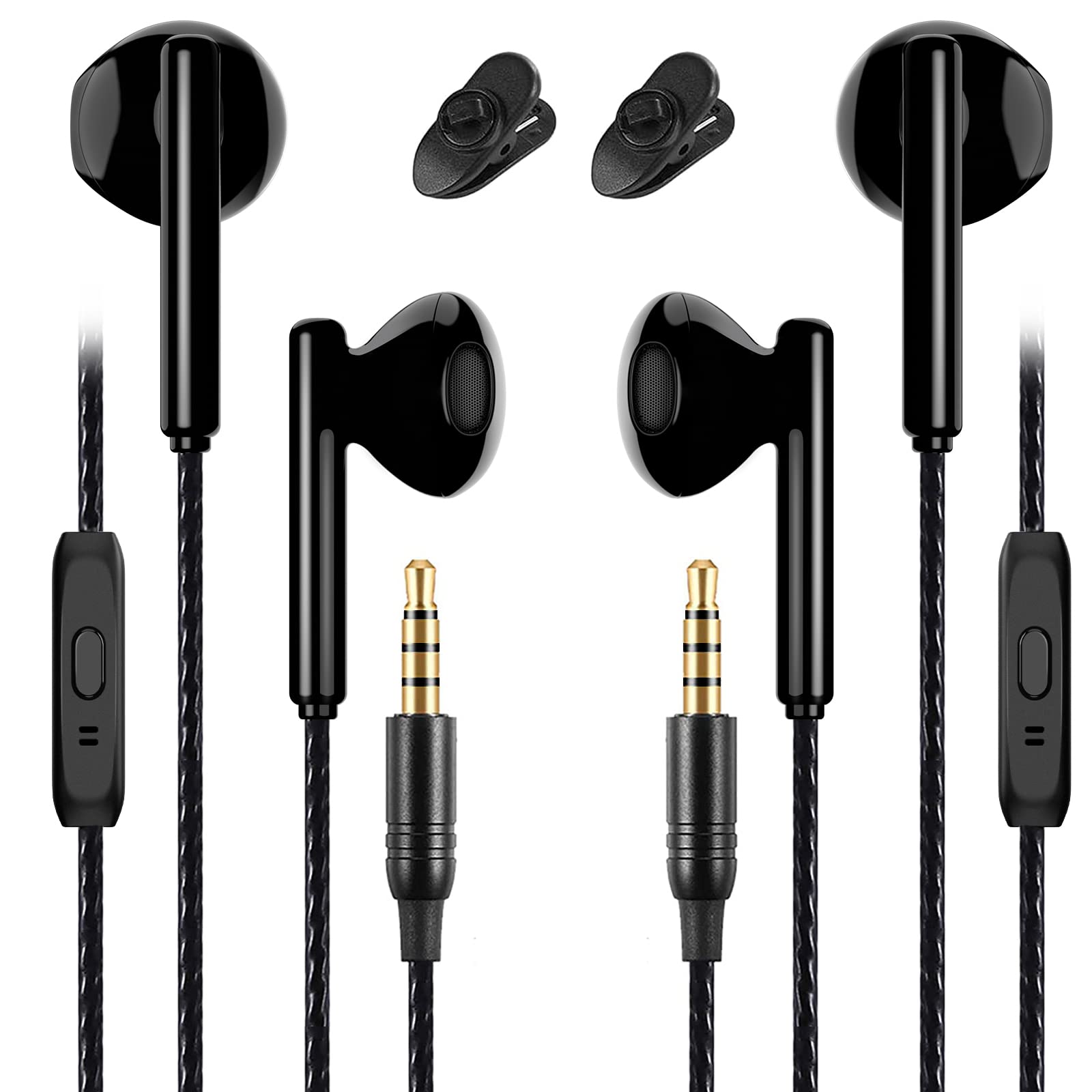 GAMURRY Earphones 3.5mm Jack 2Pack, In-Ear Headphones with Cable, Wired Earbuds with Microphone and Controller, Noise Isolation Headsets, Stereo Bass, Clear Call, for Radio MP3 and Other Audio Devices