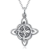 FLYOW 925 Sterling Silver Good Luck Irish Jewelry Celtic Knot Pendant Necklace for Women Birthday Graduation Gift